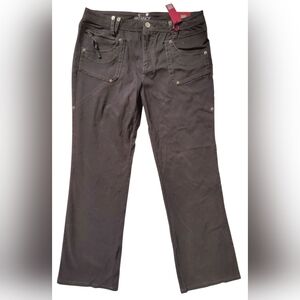 Gitano Black Straight Leg Mid-Rise Cotton Jeans Front Chop Pockets 14 NWT 34x31